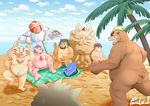  anthro arslan ashigara beach bear butt canine casual_nudity chernobog cusith dog feline flaccid human lion mammal moritaka nude pandaj penis sand_castle sculpture seaside slightly_chubby sport tokyo_afterschool_summoners tsathoggua volleyball 