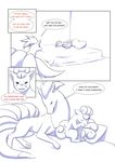  2016 aogami bed comic crying daughter dialogue english_text father female inside invalid_tag lying male monochrome ninetales nintendo on_bed open_mouth parent pillow pok&eacute;mon simple_background tagme tears text video_games vulpix white_background 