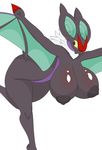  2017 absurd_res anthro anthrofied bat bat_nose bent_over biped black_eyes breasts claws digital_drawing_(artwork) digital_media_(artwork) fangs female flying fur green_arms grey_body grey_nipples hanging_breasts hi_res looking_away mammal membranous_wings neck_tuft nintendo nipples noivern nude pok&eacute;mon pok&eacute;morph purple_body raised_leg red_claws red_nose shmeepo solo speaker_ears spread_arms tuft two_tone_body video_games voluptuous white_backround white_fur winged_arms wings yellow_sclera 
