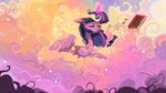  2017 book cloud equine feathered_wings feathers female feral friendship_is_magic hair horn magic mammal multicolored_hair my_little_pony outside paperdrop purple_feathers solo spread_wings tongue tongue_out twilight_sparkle_(mlp) winged_unicorn wings 