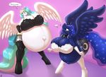  anthro badgerben big_breasts breasts cleavage clothed clothing equine female friendship_is_magic horn huge_breasts hyperstorm_h lingerie mammal my_little_pony pregnant princess_celestia_(mlp) princess_luna_(mlp) smug winged_unicorn wings 