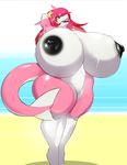  2017 arm_above_head big_breasts breasts featureless_crotch female fish hair huge_breasts hyper hyper_breasts looking_at_viewer marine nipples nude open_mouth pink_skin quotefox seaside shark solo starfish thick_thighs voluptuous wet wide_hips 
