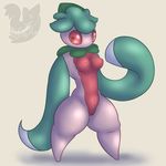  anthro anthrofied barefoot breasts erect_nipples female flora_fauna fomantis green_skin hi_res looking_at_viewer navel nintendo nipples nude plant pok&eacute;mon posexe pussy red_eyes red_sclera red_skin simple_background solo standing thick_thighs video_games watermark white_background white_skin wide_hips 