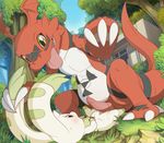  2017 blush claws digimon duo erection frottage guilmon hi_res male male/male open_mouth penis scalie sex terriermon tongue tricksta 