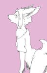  anthro bottomless cervine clothed clothing deer female mammal pink_background powderkona side_view simple_background solo standing 