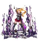  00s 1girl asahi aura blonde_hair breasts donna_barows female full_body gloves hat large_breasts lilith-soft long_hair looking_at_viewer ponytail purple_eyes serious shiny shiny_skin skirt solo sword taimanin_(series) taimanin_asagi taimanin_rpgx weapon 