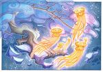  ambiguous_gender border cloud drachenmagier feral group jellyfish marine starscape tree white_border 