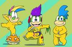  blush clothing flaccid foreskin group happy jurassiczalar koopa koopaling larry_koopa lemmy_koopa loincloth looking_at_viewer male mario_bros nintendo nude on_one_leg penis rodri_koopa scalie shell-less standing toony tribal uncut video_games 