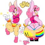  2017 anthro big_butt boon_(vimhomeless) butt clothed clothing equine footwear girly gloves hair hi_res high_heels horn huge_butt jeans lipstick looking_at_viewer looking_back makeup male mammal one_eye_closed pants raised_leg shoes simple_background solo thong underwear unicorn vimhomeless wide_hips wink 