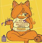  colored_nails crossgender female garfield garfield_(series) slightly_chubby solo text 