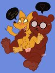  anal anal_penetration angus_(nitw) anthro balls bear canine celestial duo fox gregg_(nitw) male male/male mammal night_in_the_woods penetration penis 