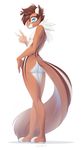  5_fingers anthro bare_back blue_eyes brown_fur brown_hair chipmunk fur hair kyander mammal nipples nude pink_nose rodent simple_background smile standing white_background 