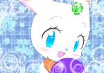  2015 blue_eyes blueberry_(disambiguation) blush chest_tuft chima cute eyelashes female fur happy_happy_clover lagomorph long_ears looking_at_viewer mammal rabbit sayuri_tatsuyama shamrock smile solo tuft white_fur スワ 