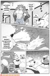  abs anthro biceps big_muscles canine clothed clothing comic fur greyscale male mammal monochrome muscular muscular_male naruever nipples pecs wolf zack_(naruever) 