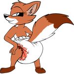  ambiguous_gender anthro blue_eyes canine diaper fox fur hodgepodgedl looking_at_viewer mammal orange_fur pidgopidgey_(artist) smile solo standing 