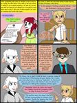  anthro blonde_hair clothed clothing comic dialogue digital_media_(artwork) doctor duo english_text female fur green_eyes hair kammypup kammypup_(artist) mammal red_hair simple_background smile speech_bubble text 
