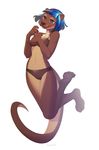  breasts brown_eyes brown_nose bue_hair female kyander mammal midriff mustelid navel otter simple_background smile solo whiskers white_background 