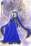  74 blue_eyes cape circlet dragon fire_emblem fire_emblem:_seisen_no_keifu lavender_hair long_hair solo staff very_long_hair yuria_(fire_emblem) 