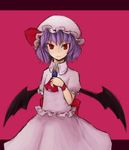  bat_wings hat highres masa_(neku) purple_hair red_eyes remilia_scarlet short_hair solo touhou wings 