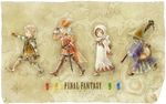  2girls armor bag belt black_mage blonde_hair blue_eyes boots brown_hair cape cocura compass_rose copyright_name crystal final_fantasy final_fantasy_i fingerless_gloves gloves green_eyes hat highres hood long_hair map md5_mismatch multiple_boys multiple_girls pointing red_mage robe short_hair smile staff sword walking warrior_(final_fantasy) weapon white_mage witch_hat wizard_hat yellow_eyes 