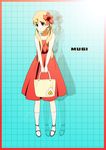  :t bad_id bad_pixiv_id bag blonde_hair blue_eyes casual dress himano_(artist) k-on! kotobuki_tsumugi long_hair looking_away pout red_dress solo twintails 