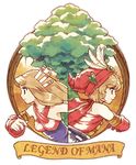  1girl blonde_hair feathers hat imu_(lom) legend_of_mana long_hair seiken_densetsu toto_(lom) tree urue 