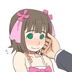  amami_haruka blush caress cute_&amp;_girly_(idolmaster) ebinera face hands idolmaster idolmaster_(classic) solo_focus sweatdrop 