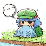  :3 blush chibi hair_bobbles hair_ornament kawashiro_nitori okome_(kome_kuma) solo squatting touhou two_side_up 