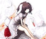  animal_ears ashiyama_yoshinori brown_hair bunny_ears bunny_tail cake food in_food inaba_tewi minigirl red_eyes short_hair solo tail touhou 