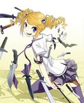  blonde_hair blue_eyes drill_hair hands highres hk33 knife original scissors solo thighhighs twin_drills twintails 