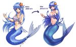  artist_progress blue_hair bracelet dated detached_sleeves fins gills hair_ornament head_fins head_tilt jewelry kenkou_cross long_hair looking_at_viewer mermaid mermaid_(monster_girl_encyclopedia) midriff monster_girl monster_girl_encyclopedia navel official_art original scales seashell shell shell_bikini simple_background smile star star_hair_ornament starfish tail_ring very_long_hair white_background 