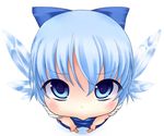  :&gt; amau_(kosmos) bad_id bad_pixiv_id barefoot blue_eyes blue_hair bow cirno close-up face foreshortening from_above frown hair_bow looking_at_viewer perspective pout short_hair solo touhou wings 