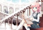  bad_id bad_pixiv_id blue_eyes book cat hands nardack original pink_hair ribbon sitting socks solo 