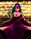  bad_id bad_pixiv_id bare_shoulders between_breasts breasts candle cleavage green_hair katanagatari kesa kobanzame long_hair medium_breasts solo yasuri_nanami 