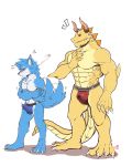  anthro bulge canine clothing dragon drakonika123 duo erection jockstrap kemono male male/male mammal muscular muscular_male penis_outline scalie size_difference underwear 