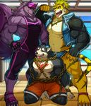  bathym canine chain clothing demon dog drks feline flexing garmr hat imminent_sex kneeling magan male mammal muscular muscular_male tiger tight_clothing tokyo_afterschool_summoners visor_cap wetsuit wolf 
