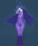  2016 anthro bat bat_wings breasts digitigrade featureless_crotch female front_view full-length_portrait fur grey_background hair hi_res looking_at_viewer mammal membranous_wings navel nude pink_nose pira portrait purple_fur simple_background solo standing thigh_gap white_hair winged_arms wings yellow_eyes 