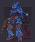  2_toes alba_(character) armor barefoot bodysuit brute brute_shot clothing halo_(series) human jiralhanae mammal odst ranged_weapon rube skinsuit the_rookie_(character) tight_clothing toes video_games weapon 