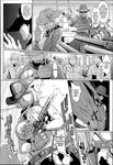  clothed clothing comic english_text fan_no_hitori female group gun hair handgun hat hi_res human male mammal monochrome open_mouth pistol ranged_weapon sound_effects text weapon 