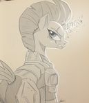  2017 broken_horn equine eye_scar horn mammal monochrome my_little_pony my_little_pony_the_movie ncmares scar solo tempest_shadow_(mlp) traditional_media_(artwork) unicorn 