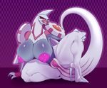  2017 anthro areola ber00 big_breasts breasts claws digital_media_(artwork) dragon female horn huge_breasts hyper invalid_tag kya_(palkitos) legendary_pok&eacute;mon mature_female nintendo nipples nude palkia pok&eacute;mon pussy red_eyes scalie simple_background sitting smile solo thick_thighs toe_claws video_games wide_hips wings 