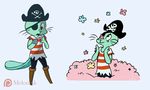  anthro clothing eye_patch eyewear flower flower_bed fur happy_tree_friends hook hook_hand male mammal melonpussy mustelid open_mouth otter pattern_clothing pegleg pirate pirate_hat plant russell_(htf) sea_otter 