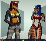  anthro bear blitz_strike bra breasts claws clothing digital_media_(artwork) dinosaur duo female lingerie mammal open_mouth panties predaguy ranger scalie smile superhero theropod tyrannosaurus_rex underwear 