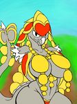  anthro armor big_breasts breasts clothed clothing female huge_breasts i-am-that-japanesse kommo-o nintendo pok&eacute;mon scalie skimpy unconvincing_armor video_games 