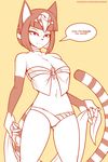  2017 absurd_res animal_crossing ankha anthro breasts cat clothing dialogue egyptian english_text feline female hair hi_res mammal marik_azemus34 monochrome navel nintendo panties short_hair simple_background smile solo text underwear undressing video_games 