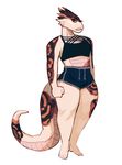  2017 5_toes anthro barefoot belly_scales big_thighs biped black_clothing black_topwear blue_bottomwear blue_clothing breasts brown_scales brown_sclera brown_spots brown_tail candice_(ursiday) cheek_tuft clothing countershade_tail countershade_torso countershading digital_drawing_(artwork) digital_media_(artwork) dragon eyelashes feet female fist front_view full-length_portrait half-closed_eyes humanoid_feet humanoid_hands hybrid long_tail looking_away midriff multicolored_scales multicolored_tail non-mammal_breasts noseless orange_scales orange_spots orange_tail piebald piebald_scales pink_countershading pink_scales pink_tail portrait reptile reverse_countershading scales scalie shirt shorts simple_background slit_pupils small_breasts small_waist smile snake solo spikes spots spotted_scales spotted_tail standing tank_top toes tuft ursiday voluptuous white_background white_scales white_tail 