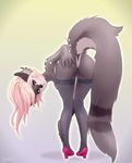  2017 anthro butt canine clothing digital_drawing_(artwork) digital_media_(artwork) female fox fur general: hair katwuvzyou0321 legwear looking_at_viewer looking_back mammal presenting presenting_pussy pussy simple_background smile solo standing stockings temils thigh_highs 