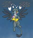  &lt;3 2017 avian beak blue_background blue_eyes doll english_text feathered_wings feathers female feral flying friendship_is_magic gabby_(mlp) grey_feathers gryphon heir-of-rick my_little_pony simple_background solo spread_wings text wings 