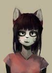  2017 anthro bear brown_background bust_portrait cat cute_fangs feline female hybrid looking_at_viewer mammal panda panzery25 portrait signature simple_background solo 