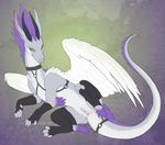  2017 anus claws digital_media_(artwork) dragon feathered_dragon feathered_wings feathers female feral green_eyes grey_body horn lying nude pose presenting presenting_pussy purple_feathers pussy scalie seiska simple_background solo spread_legs spreading wings zephyr_(dragon) 